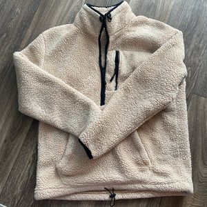 Victoria Secret PINK Sherpa Fleece Quarter Zip Pullover Fuzzy Jacket